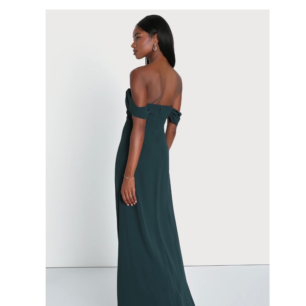 Lulu’s Magical Magnetism Hunter Green Off-the-Shoulder Maxi Dress